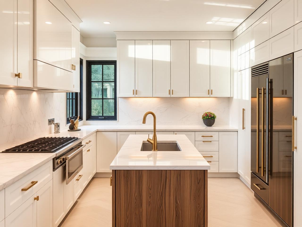 Contemporary high-end kitchen remodeling project with custom cabinetry by a Boston, MA cabinet maker