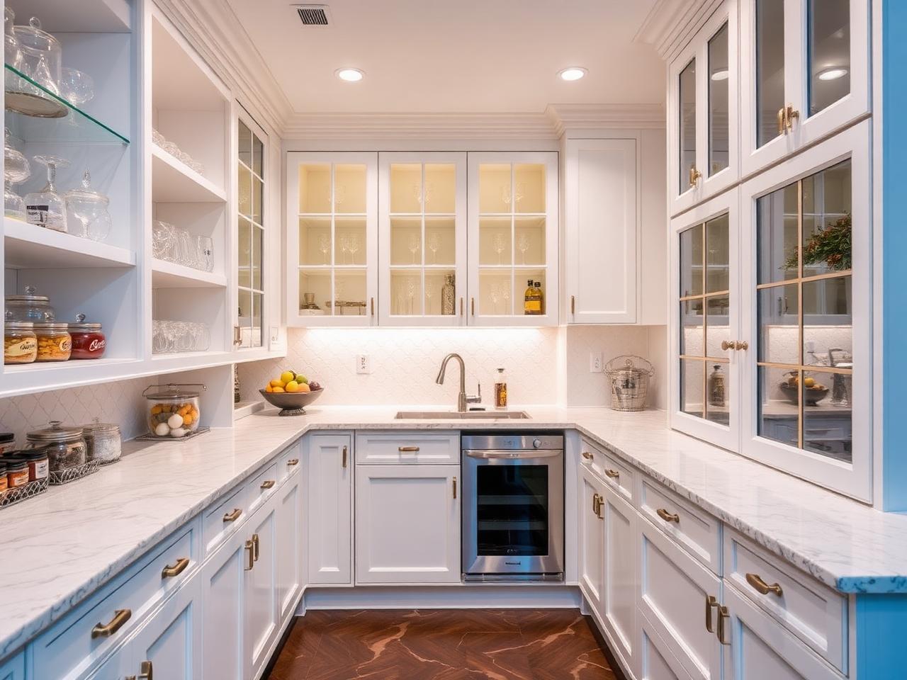 Bespoke butler's pantry with custom inset cabinetry in a Greater Boston, MA residence