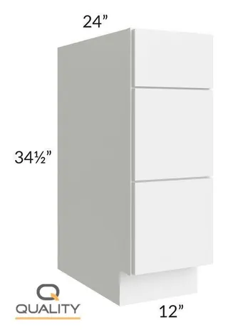 Three Drawer Bases – Flat 3DB12 — 12″ W × 34.5″ H × 24″ D