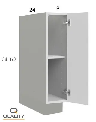 Single Door Single Drawer Bases – Flat B09 — 9″ W × 34.5″ H × 24″ D