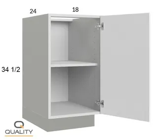 Single Door Single Drawer Bases – Flat B18 — 18″ W × 34.5″ H × 24″ D