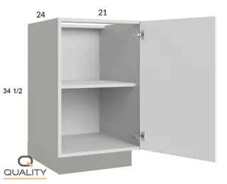 Single Door Single Drawer Bases – Flat B21 — 21″ W × 34.5″ H × 24″ D