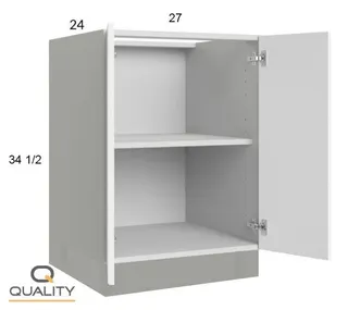 Double Door Single Drawer Bases – Flat B27 — 27″ W × 34.5″ H × 24″ D