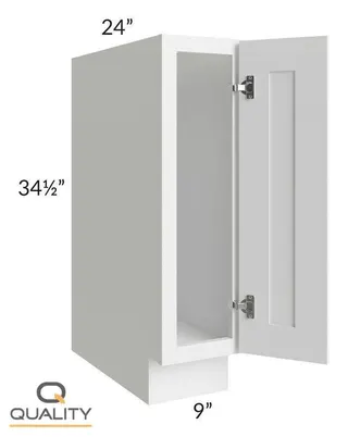Single Door Single Drawer Bases – Shaker B09 — 9″ W × 34.5″ H × 24″ D