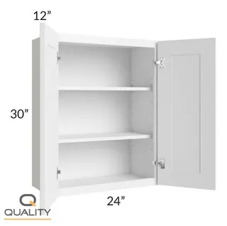 Single Door Wall Cabinets 30H – Shaker W2430 — 24″ W × 30″ H × 12″ D