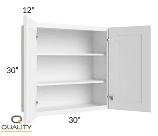 Single Door Wall Cabinets 30H – Shaker W3030 — 30″ W × 30″ H × 12″ D