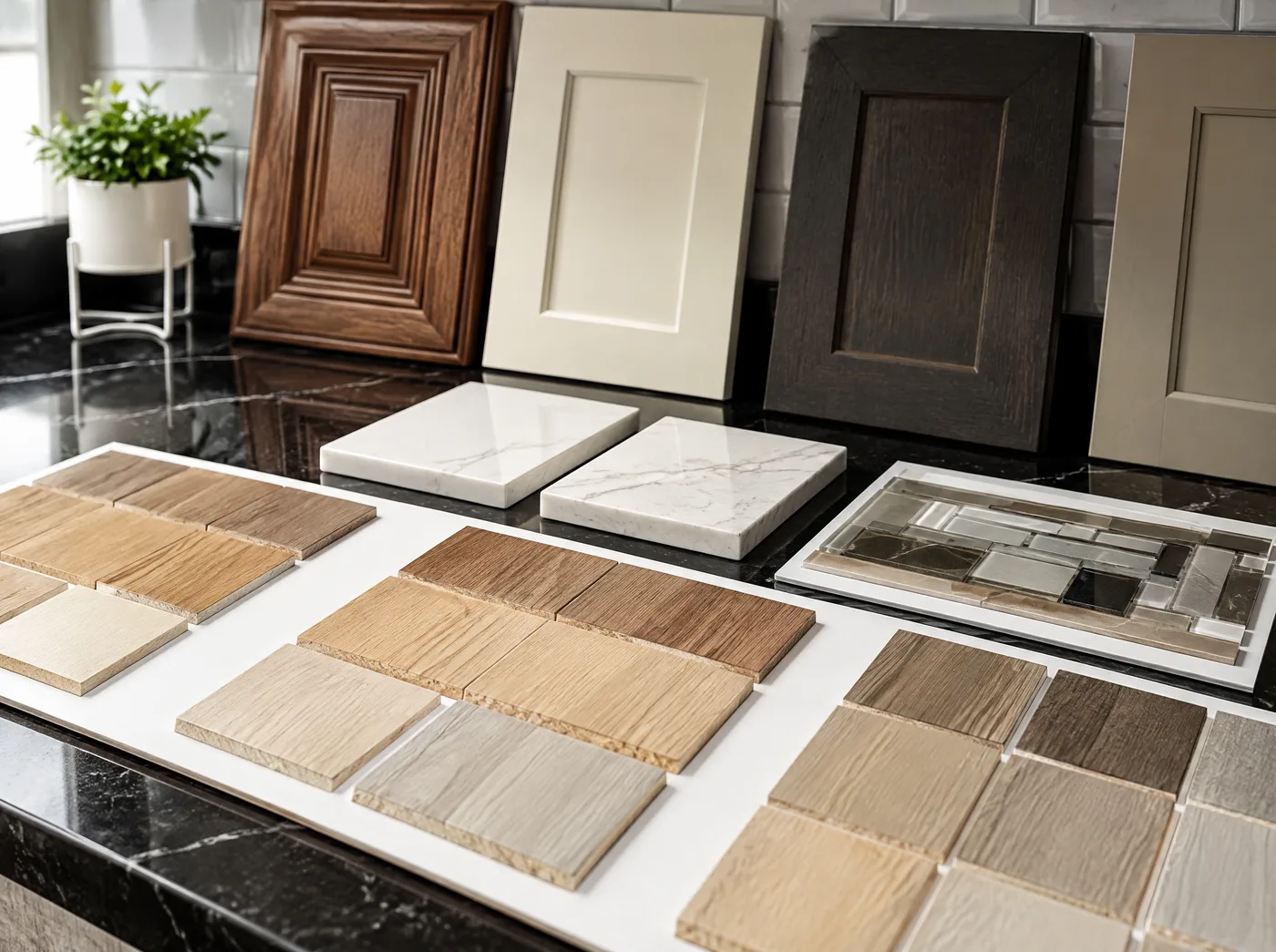 Door and material samples, editorial study based on the Quality showroom