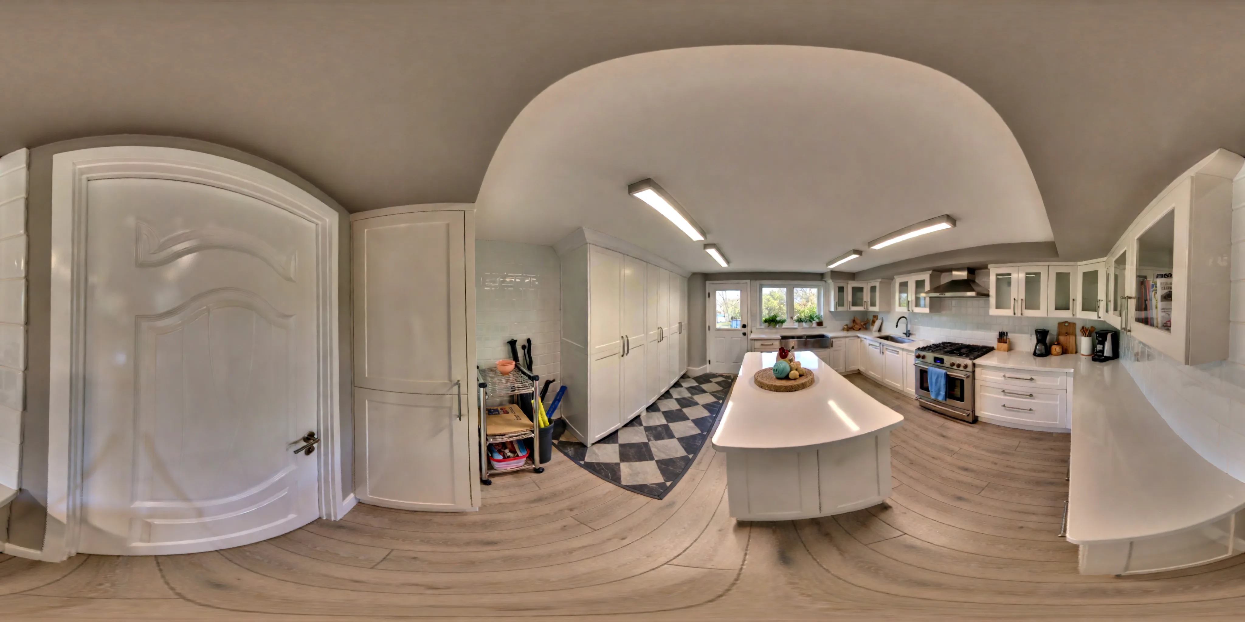 The 10 ft Galley, Shaker White, reconstructed as a 360 room. A computer reconstruction, not a photograph.