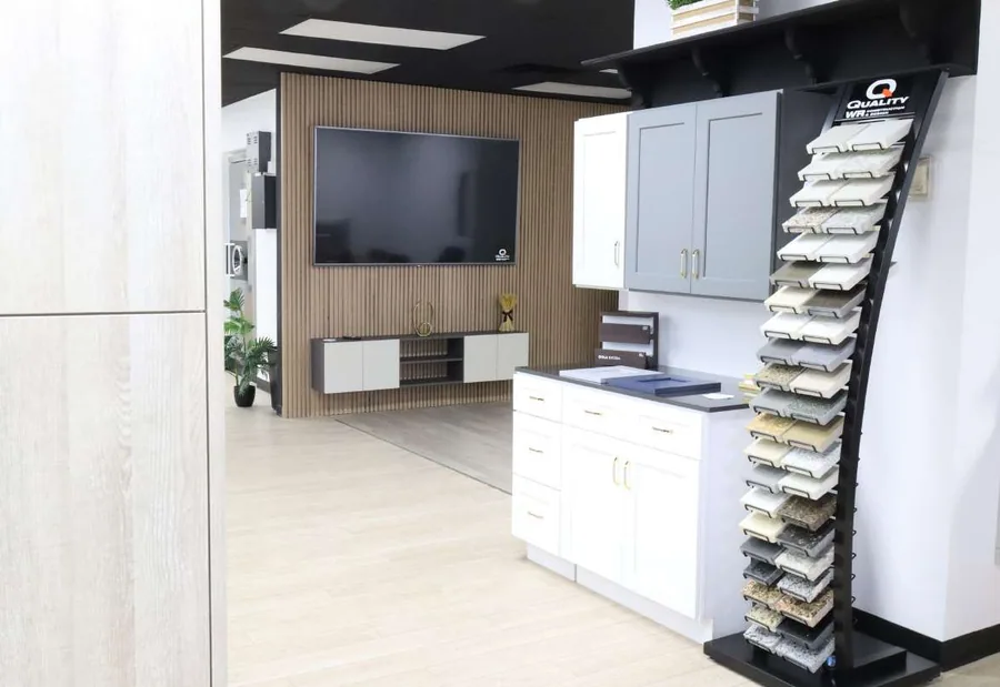 Display inside the Quality Design Cabinet showroom in Cranston