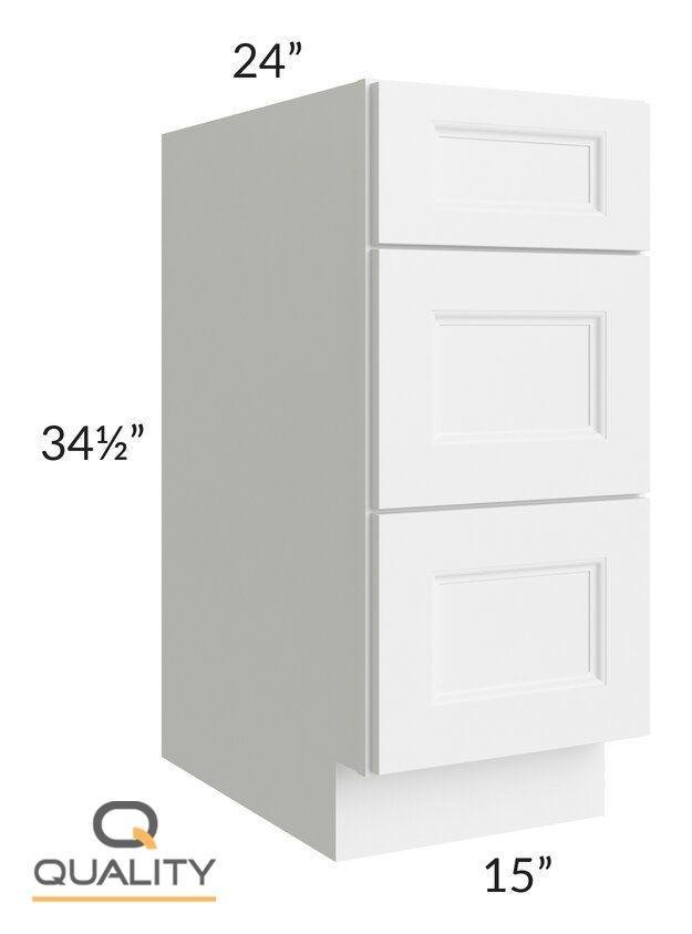 Three Drawer Bases – Shaker 3DB15 – Quality Design Cabinet